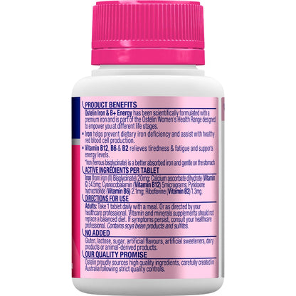 Ostelin Iron & B+ Energy Tablets For Womens Health 30 Pack