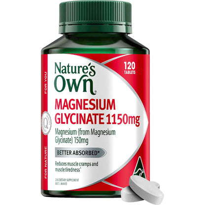 Natures Own Magnesium Glycinate 1150mg Tablets For Muscle Health 120 Pack