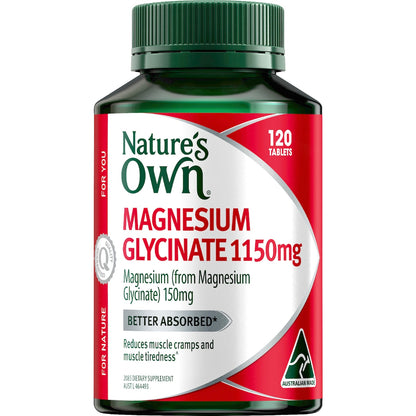 Natures Own Magnesium Glycinate 1150mg Tablets For Muscle Health 120 Pack