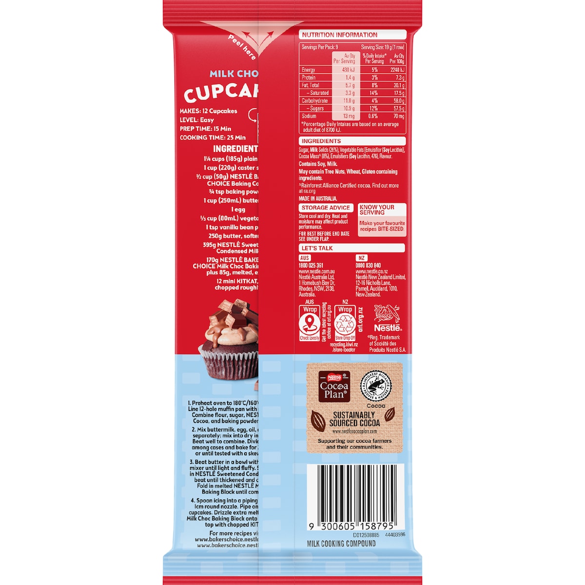 Nestle Bakers Choice Baking Block Milk Chocolate 170g