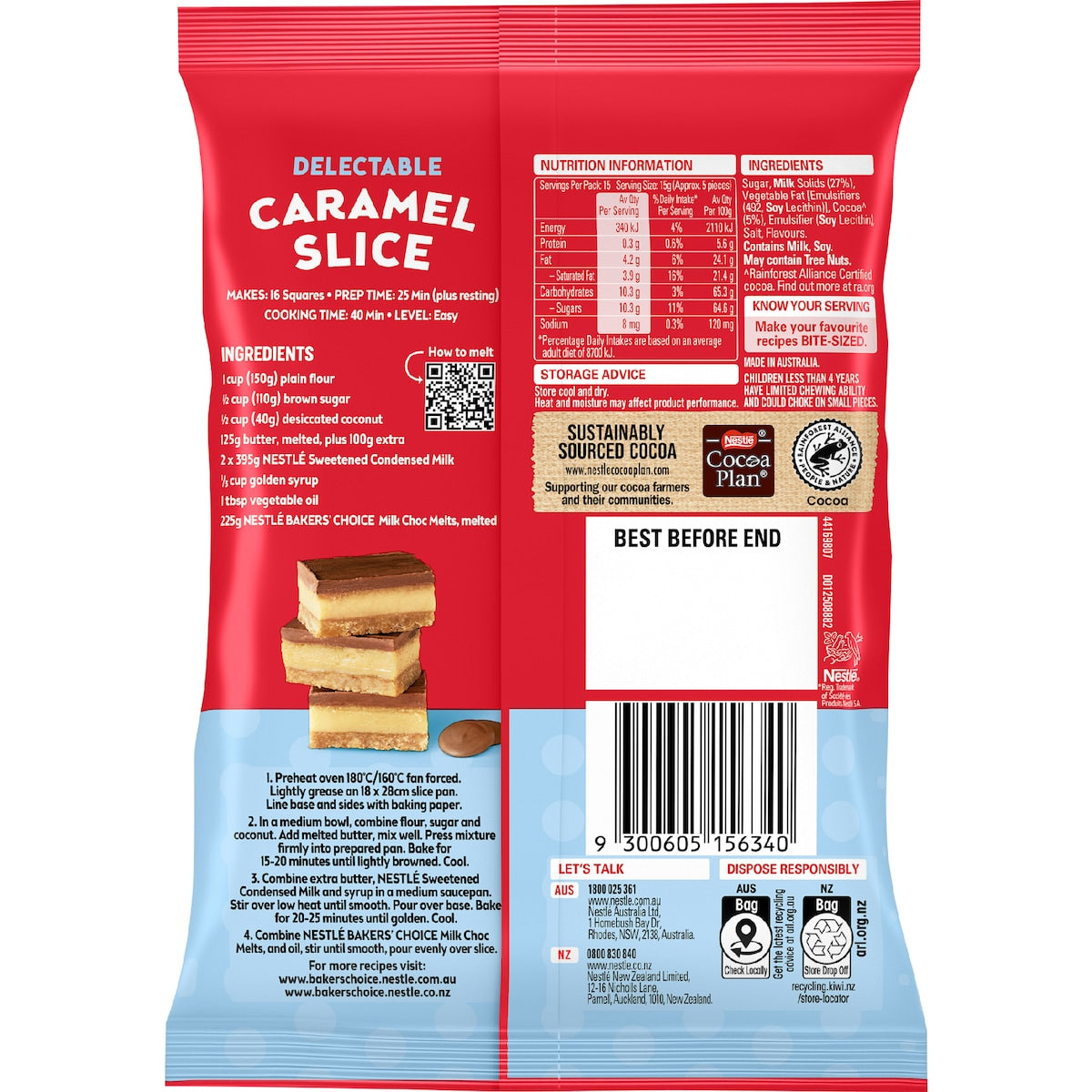 Nestle Bakers Choice Melt Milk Chocolate 225g