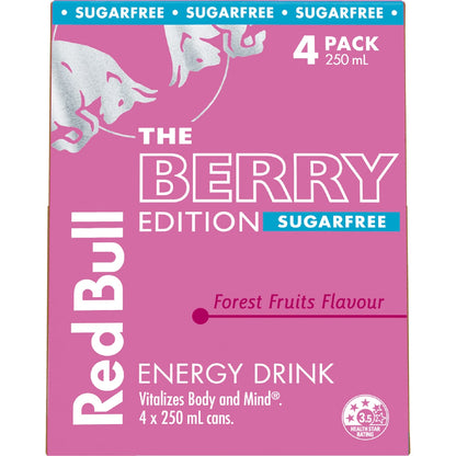 Red Bull Sugarfree Energy Drink Berry Edition 250ml X 4 Pack