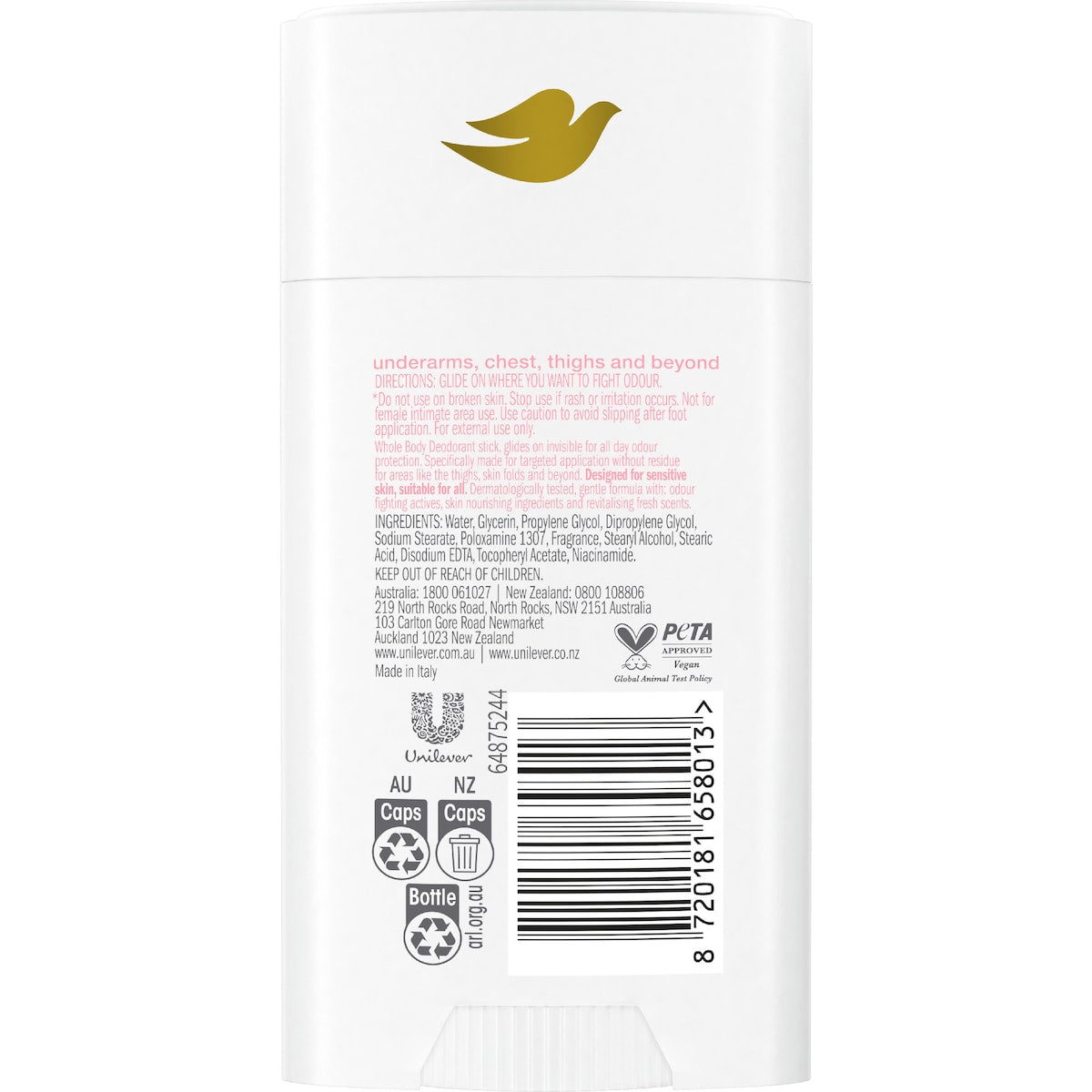 Dove Women Whole Body Deodorant Stick Raspberry Rose 81g