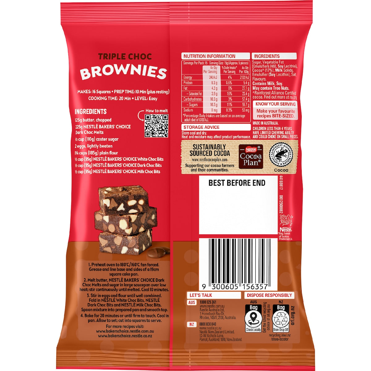 Nestle Bakers Choice Melts Dark Chocolate 225g