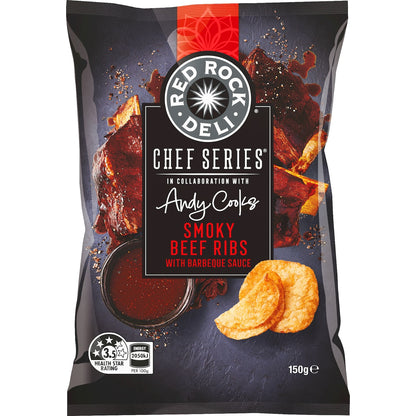 Red Rock Deli Chef Series Potato Chips Smoky Beef Ribs With Bbq Sauce 150g
