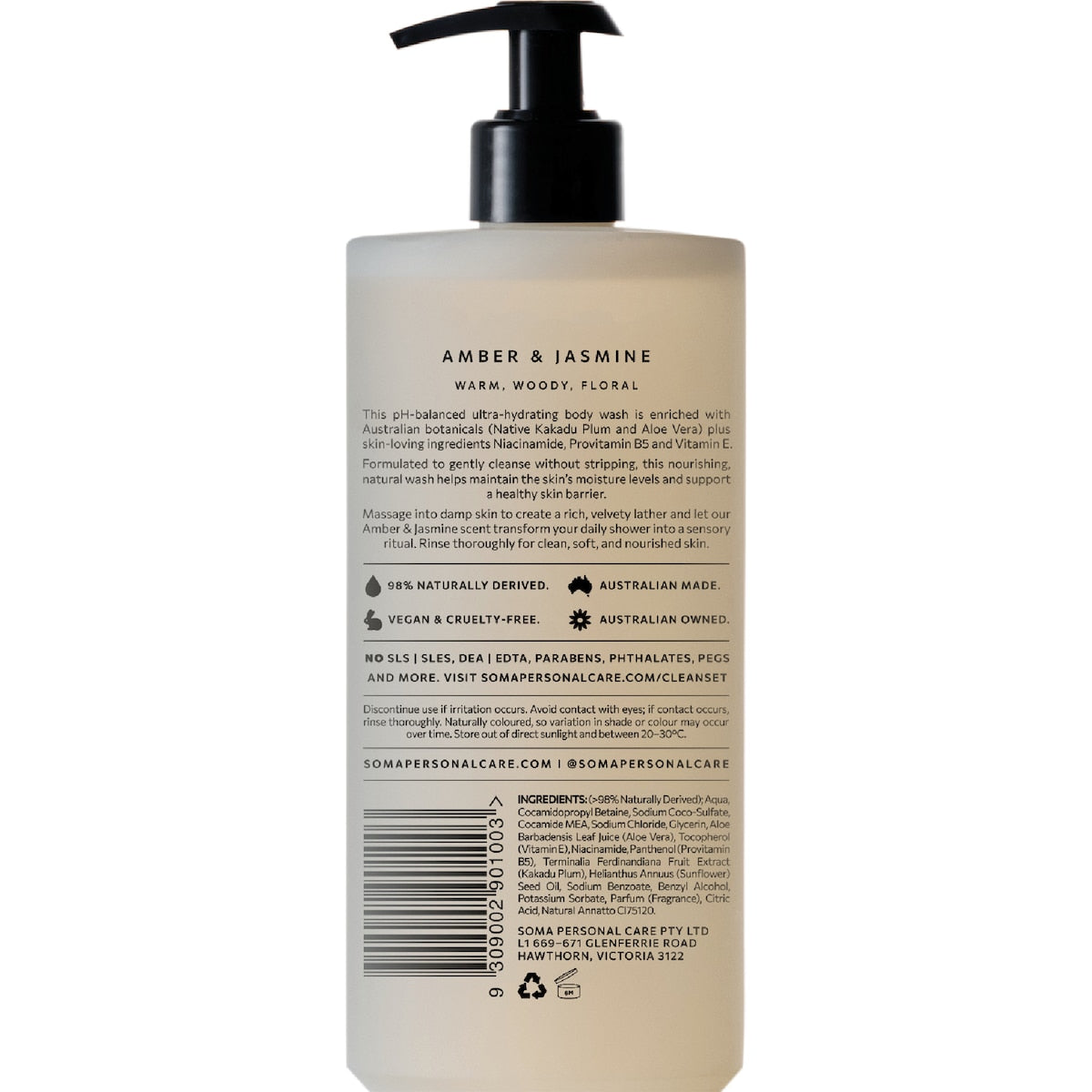 Soma Body Wash Amber & Jasmine 750ml