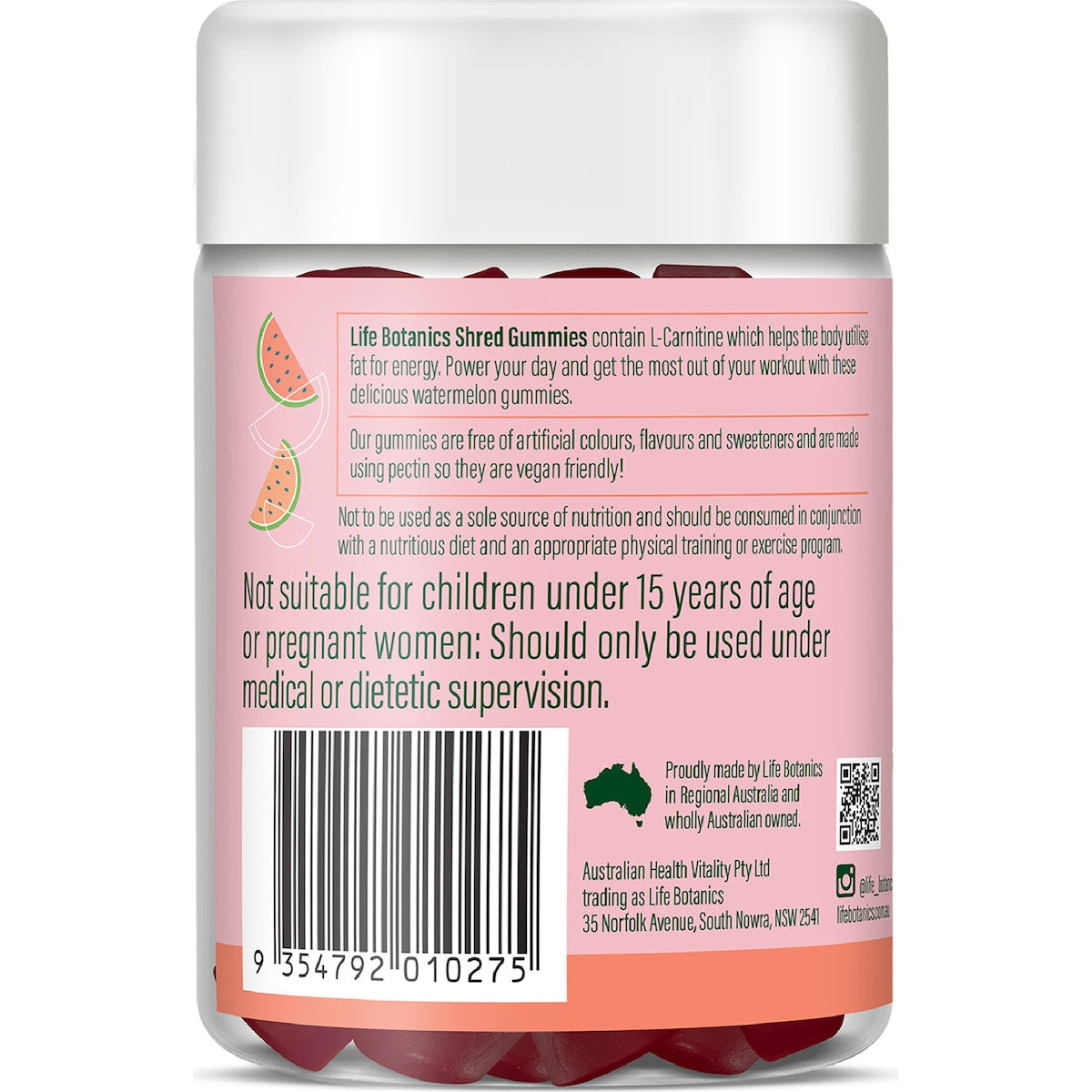 Life Botanics Shred Gummies Watermelon 60 Pack