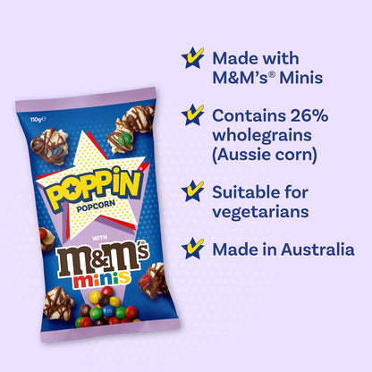 Poppin Ready To Eat Popcorn M&ms Minis 110g