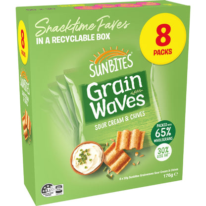 Sunbites Grain Waves Sour Cream & Chives 22g X 8 Pack