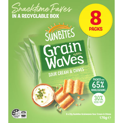 Sunbites Grain Waves Sour Cream & Chives 22g X 8 Pack