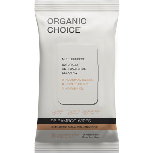 Organic Choice Multipurpose Wipes Lemongrass & Australian Myrtle 96 Pack