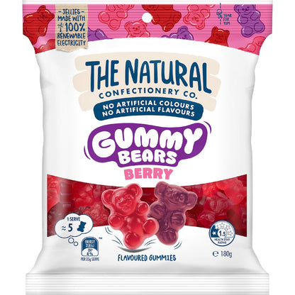 The Natural Confectionery Co. Gummy Bears Berry Lollies 180g