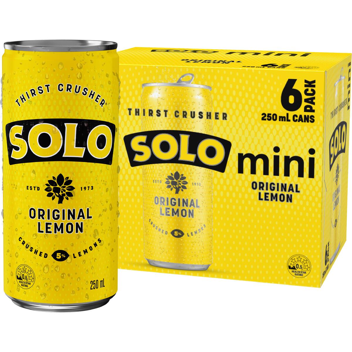 Solo Original Lemon Soft Drink Mini Cans 250ml X 6 Pack