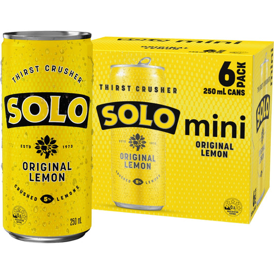 Solo Original Lemon Soft Drink Mini Cans 250ml X 6 Pack