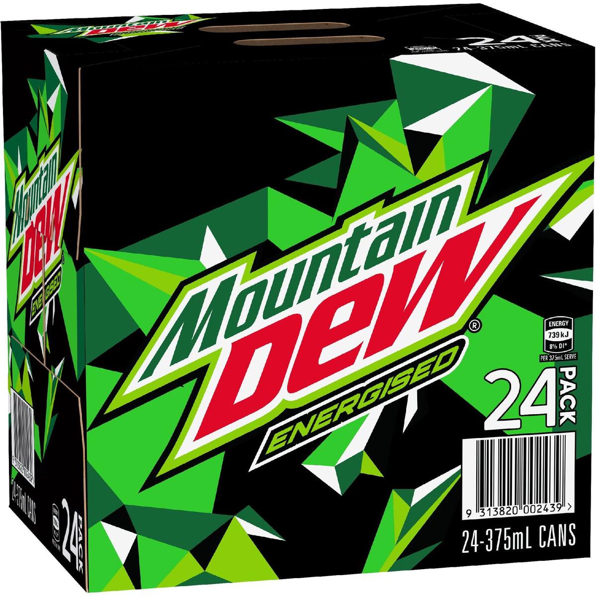 Mountain Dew Energised Soft Drink Cans 375ml X 24 Pack
