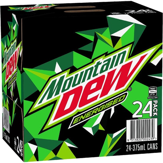 Mountain Dew Energised Soft Drink Cans 375ml X 24 Pack