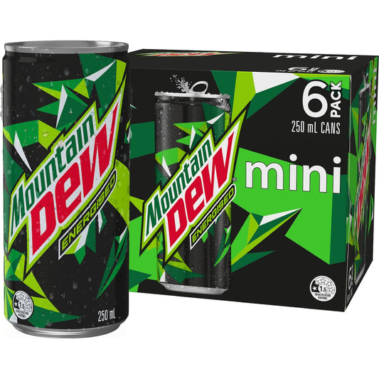 Mountain Dew Energised Mini Cans 250ml X 6 Pack