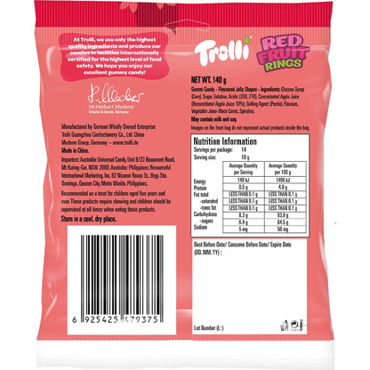 Trolli Red Fruit Rings Lollies 140g