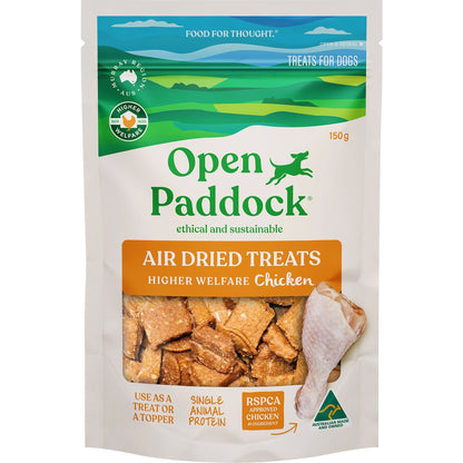 Open Paddock Air Dried Dog Treats Chicken 150g