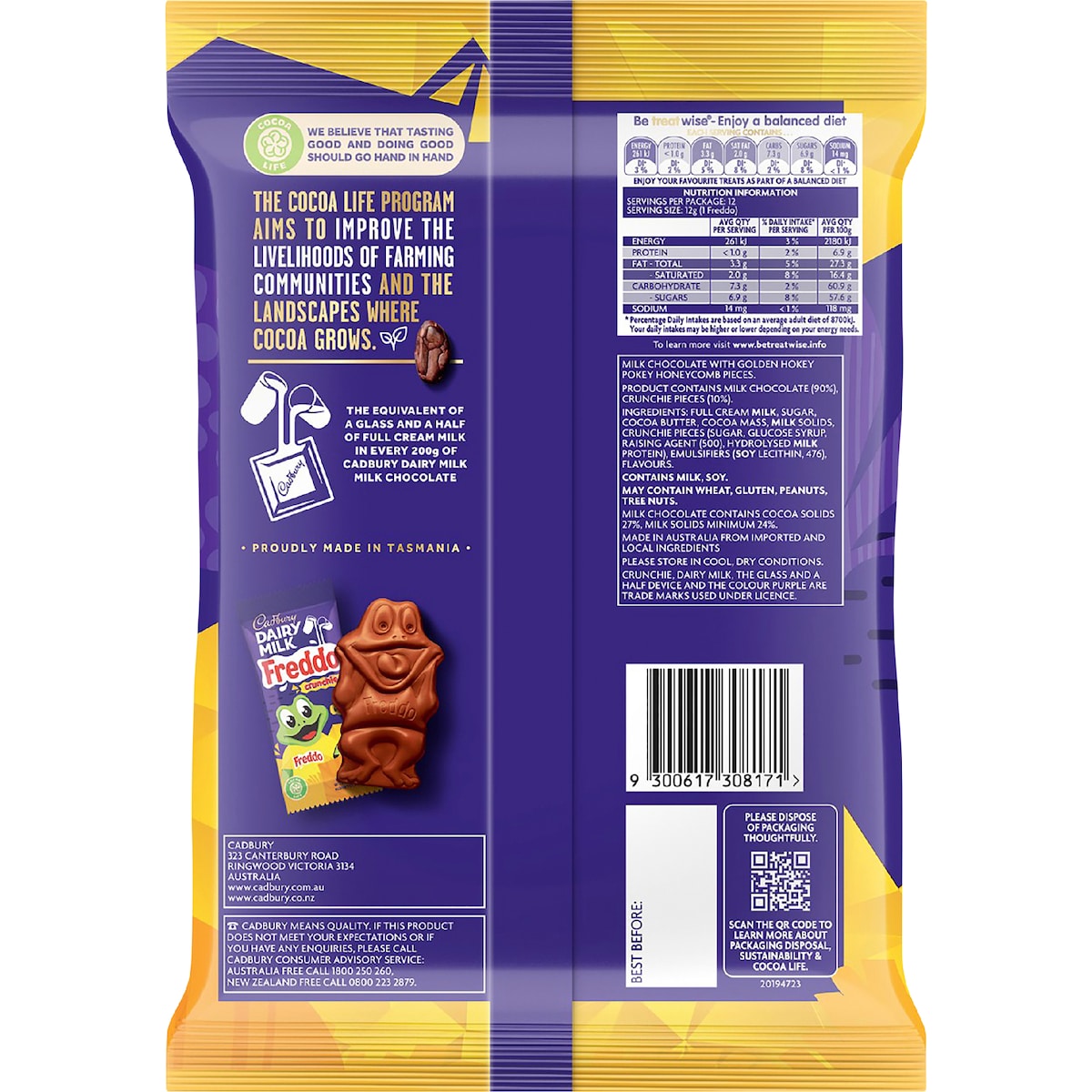 Cadbury Dairy Milk Freddo Frogs Crunchie Chocolate 12 Pack