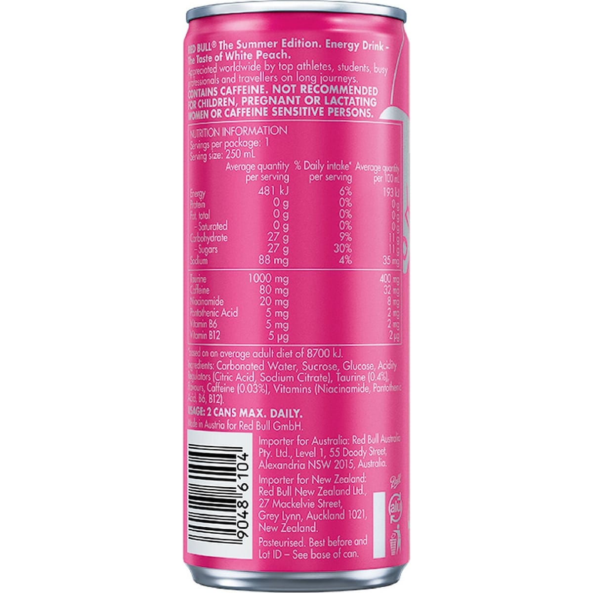 Red Bull Energy Drink White Peach Edition 250ml