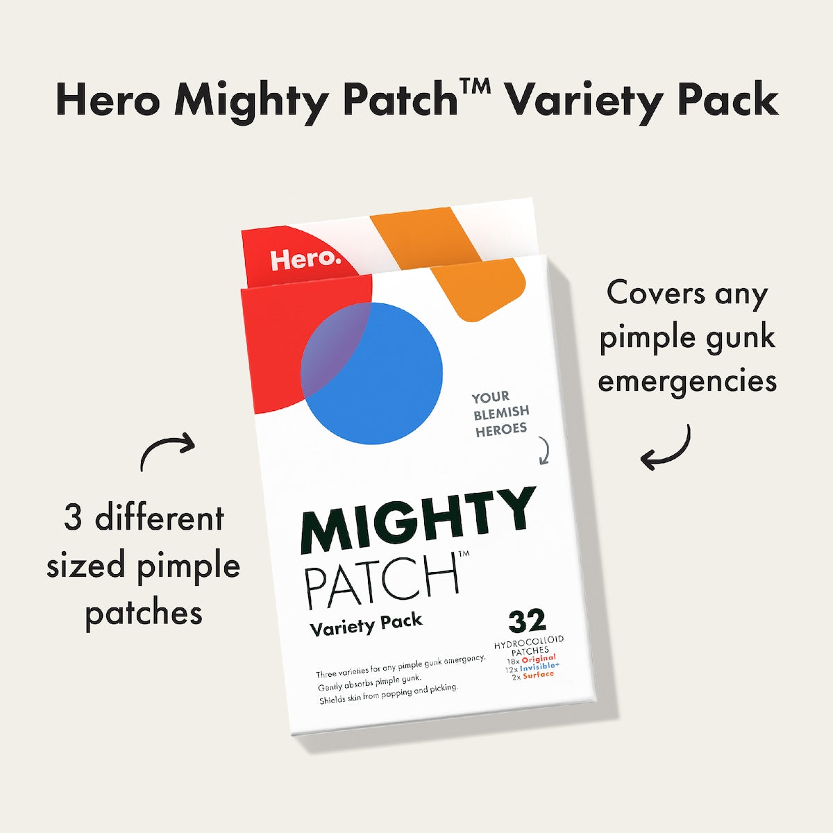 Hero. Mighty Pimple Patch Variety 32 Pack