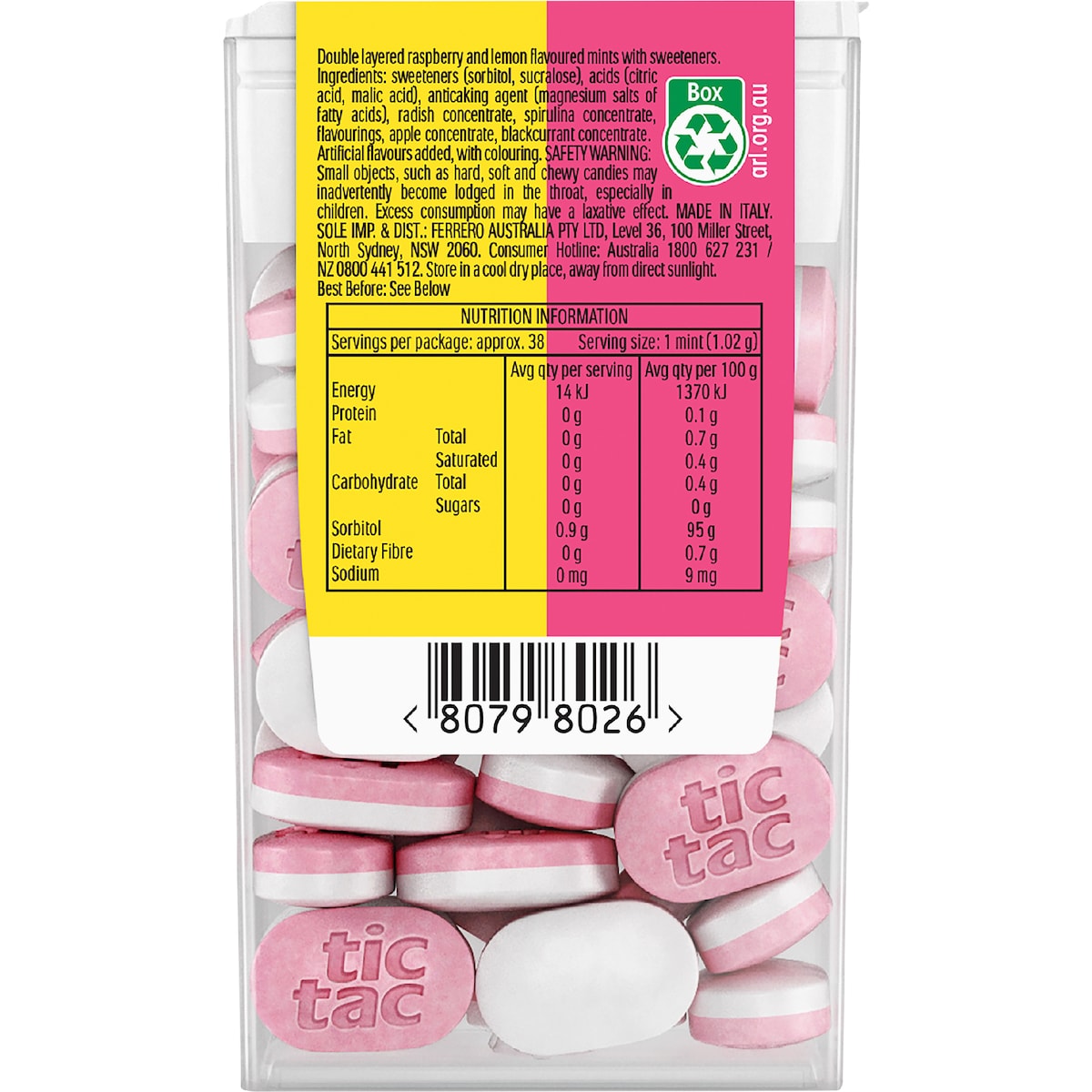 Tic Tac Two Raspberry & Lemon 38 Pack 38.5g