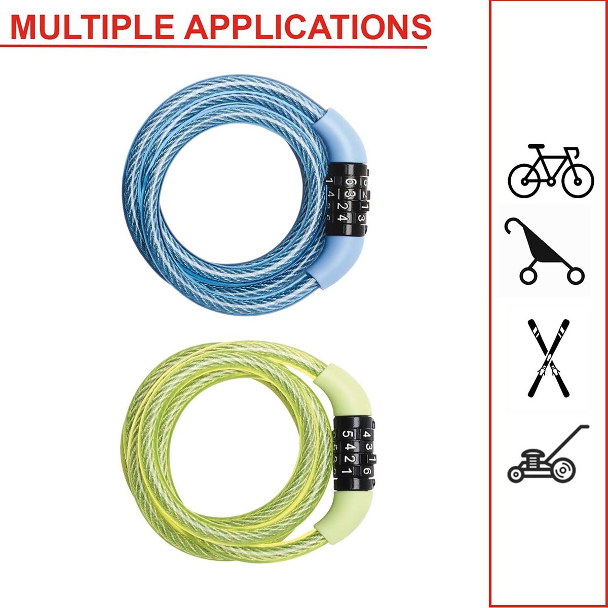 Master Lock 1.2m Combination Cable Lock Each, Assorted