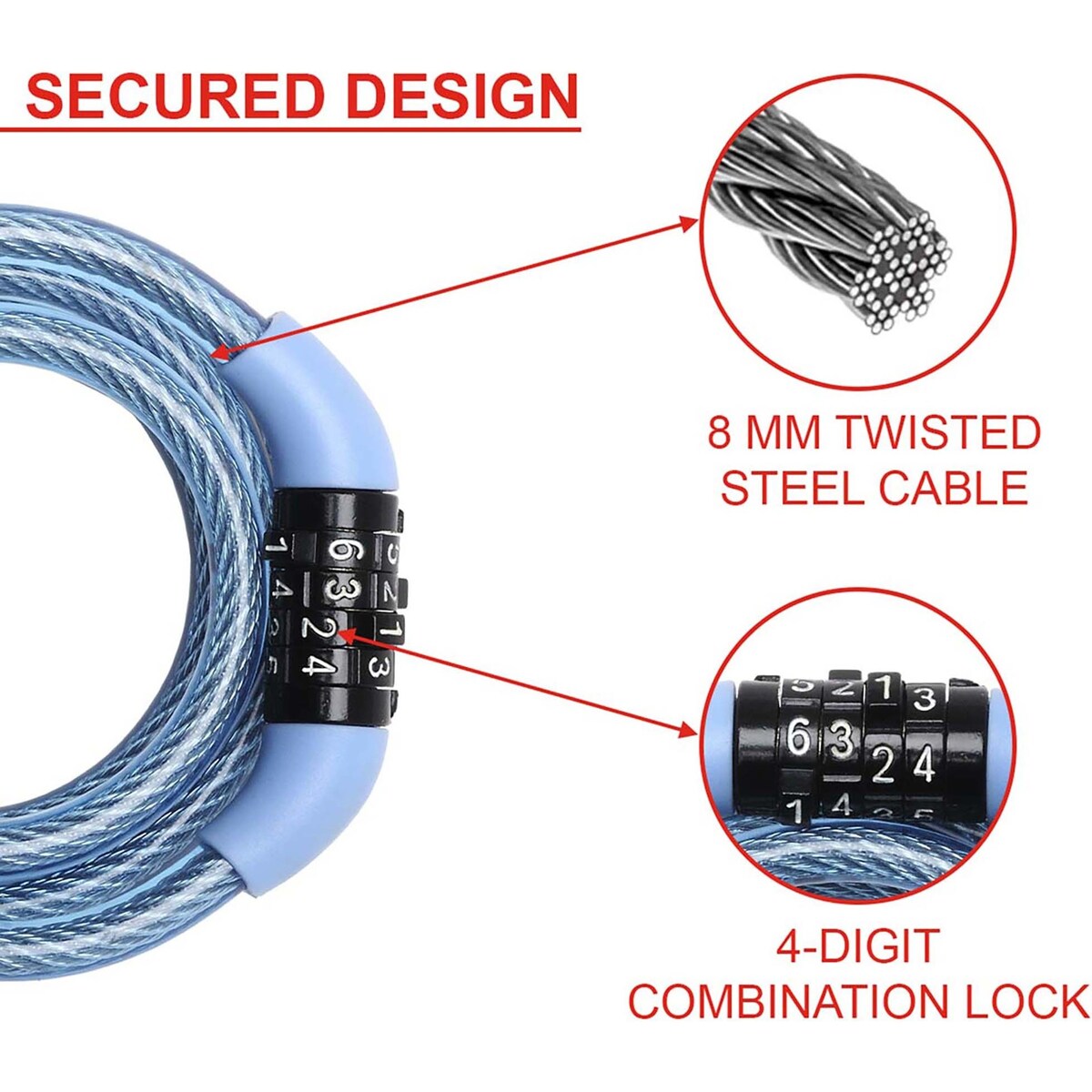 Master Lock 1.2m Combination Cable Lock Each, Assorted