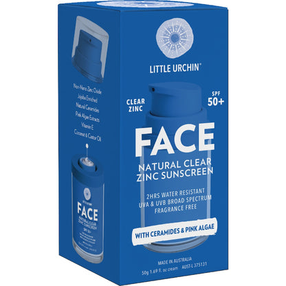 Little Urchin Spf50 Face Natural Clear Zinc Sunscreen 50g