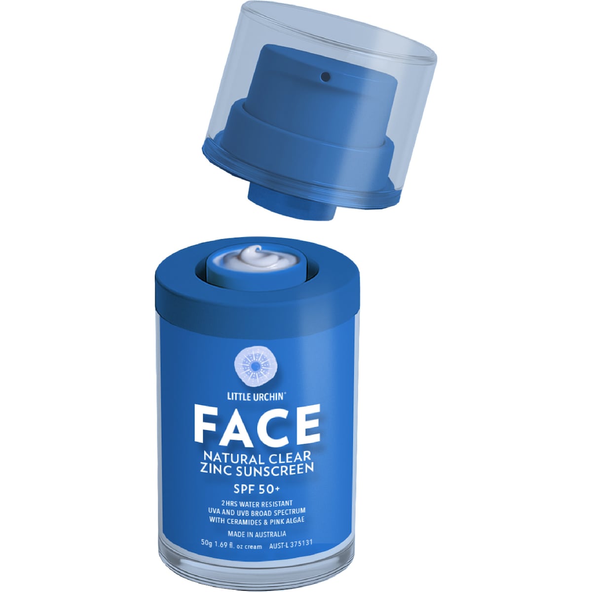 Little Urchin Spf50 Face Natural Clear Zinc Sunscreen 50g