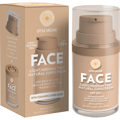 Little Urchin Spf50 Face Natural Sunscreen Light Tint 50g