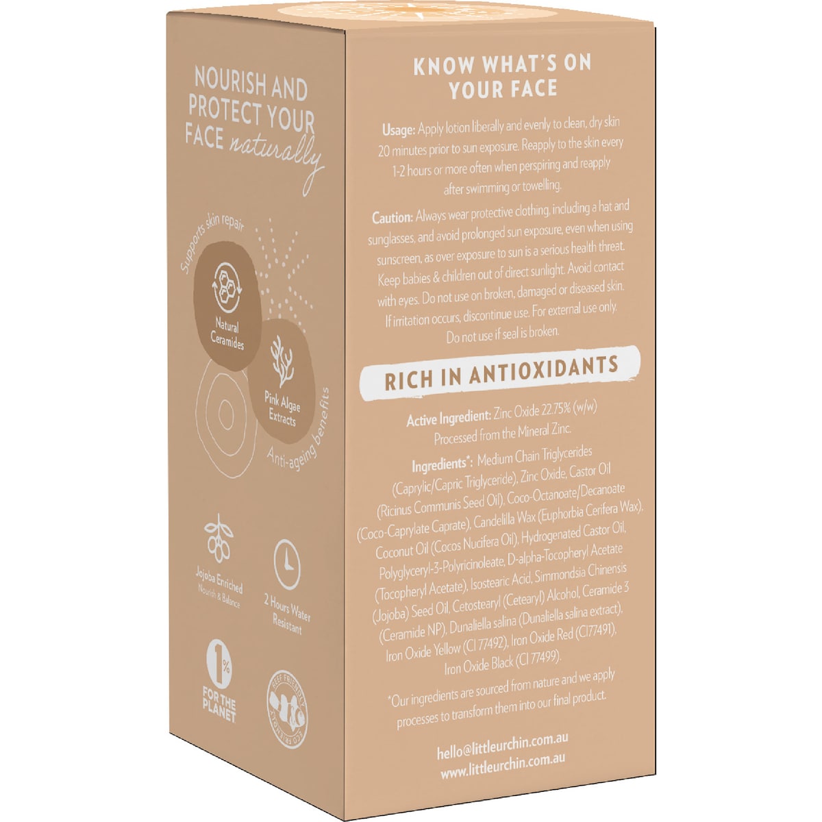 Little Urchin Spf50 Face Natural Sunscreen Light Tint 50g