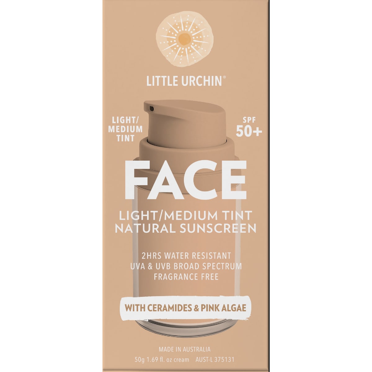 Little Urchin Spf50 Face Natural Sunscreen Light Tint 50g