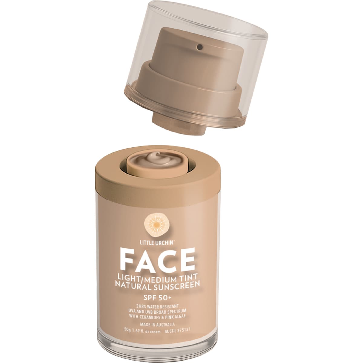 Little Urchin Spf50 Face Natural Sunscreen Light Tint 50g