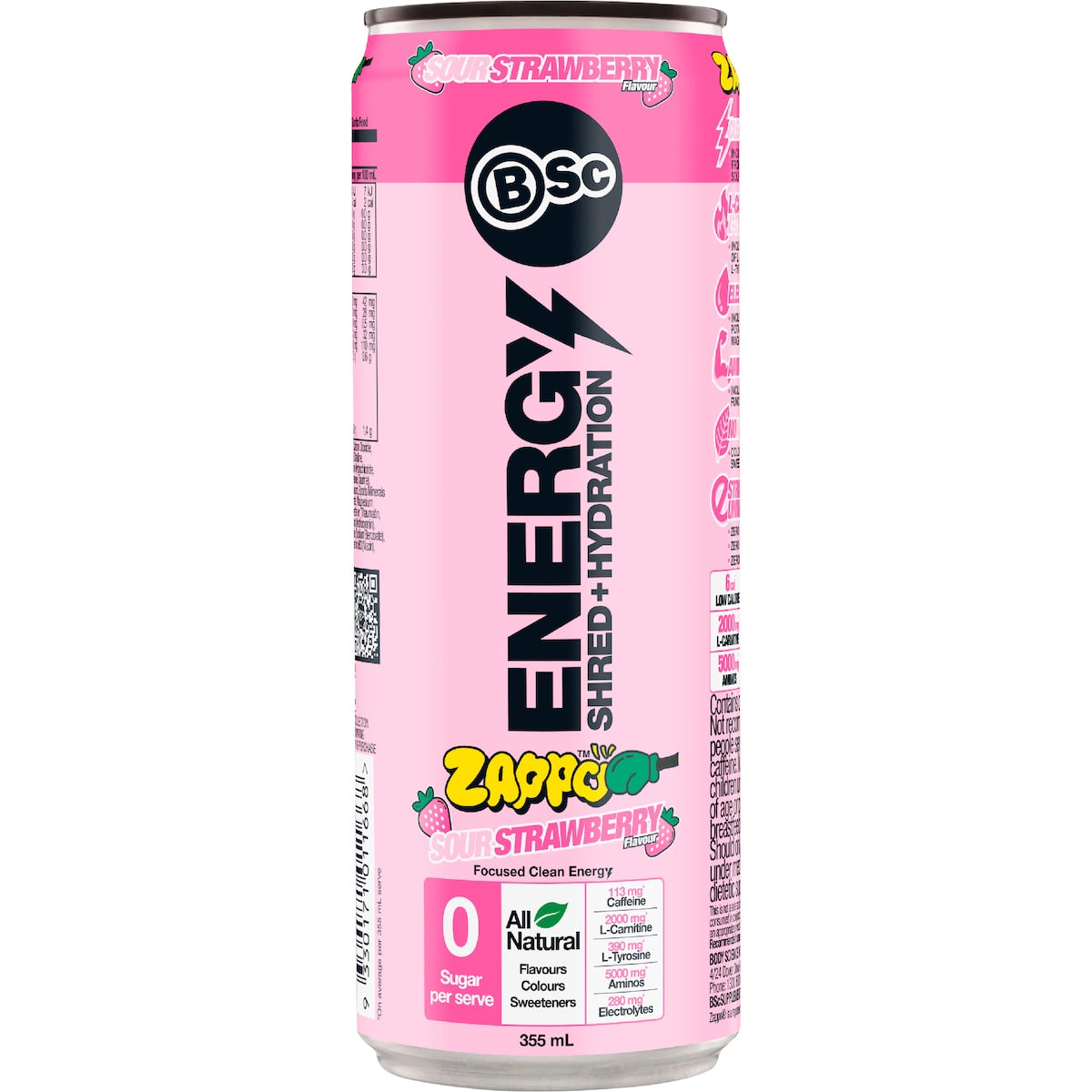 Bsc Zappo Energy Shred & Hydration Sour Strawberry 355ml