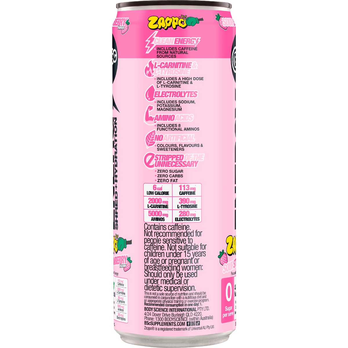 Bsc Zappo Energy Shred & Hydration Sour Strawberry 355ml