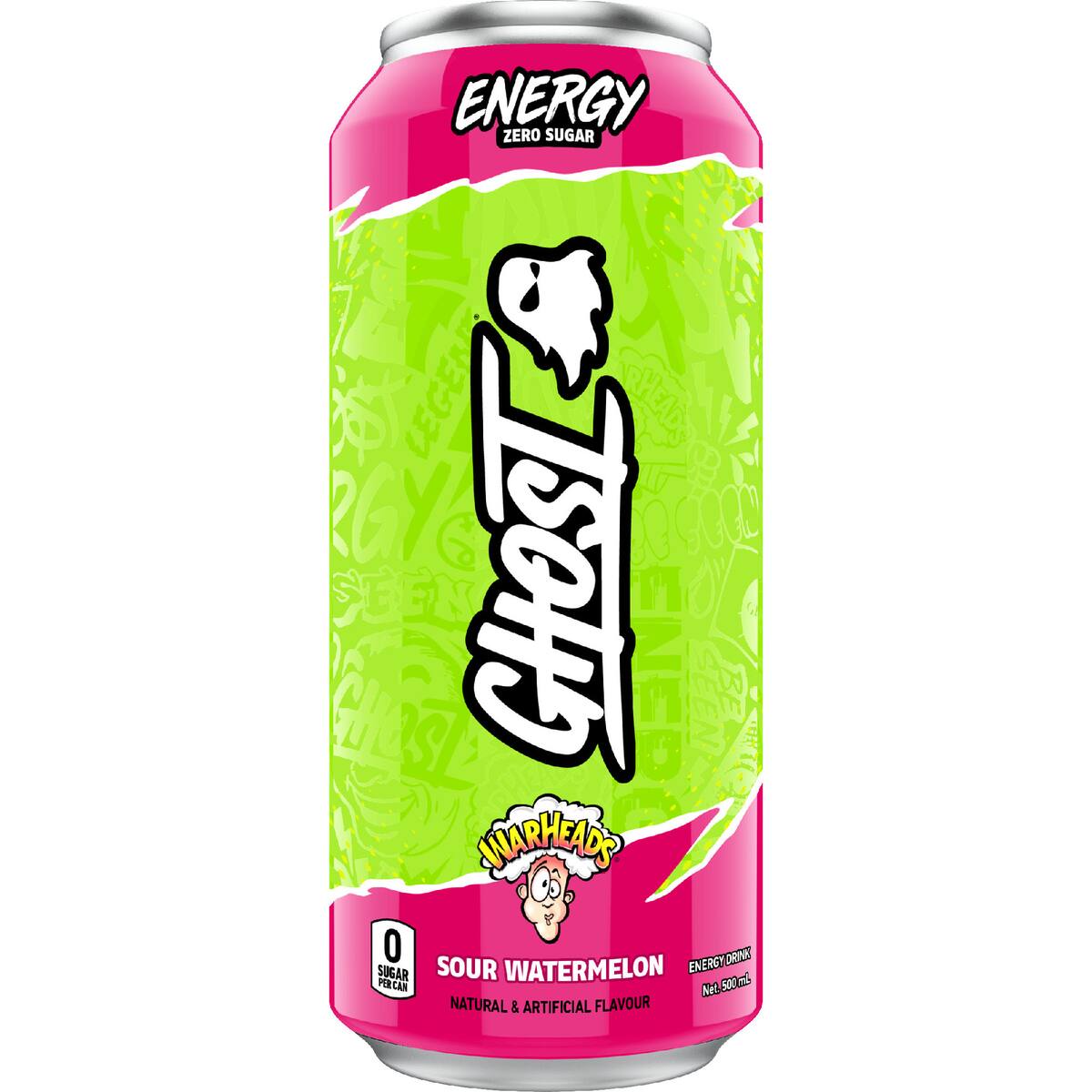 Ghost Energy Zero Sugar Warheads Sour Watermelon Can 500ml