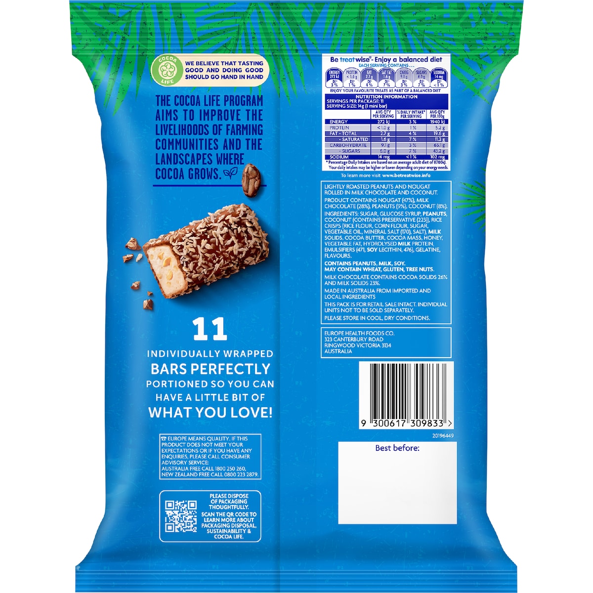 Europe Summer Roll Mini Bars 154g 11 Pack