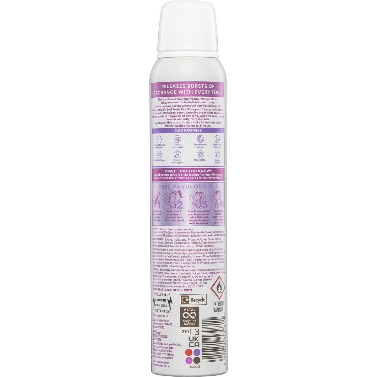 Batiste 24hr Fresh Dry Shampoo 200ml