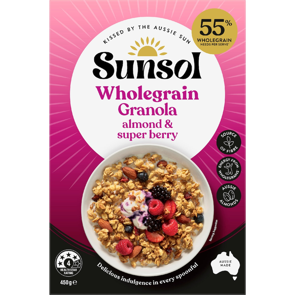 Sunsol Wholegrain Granola Almond & Super Berry 450g