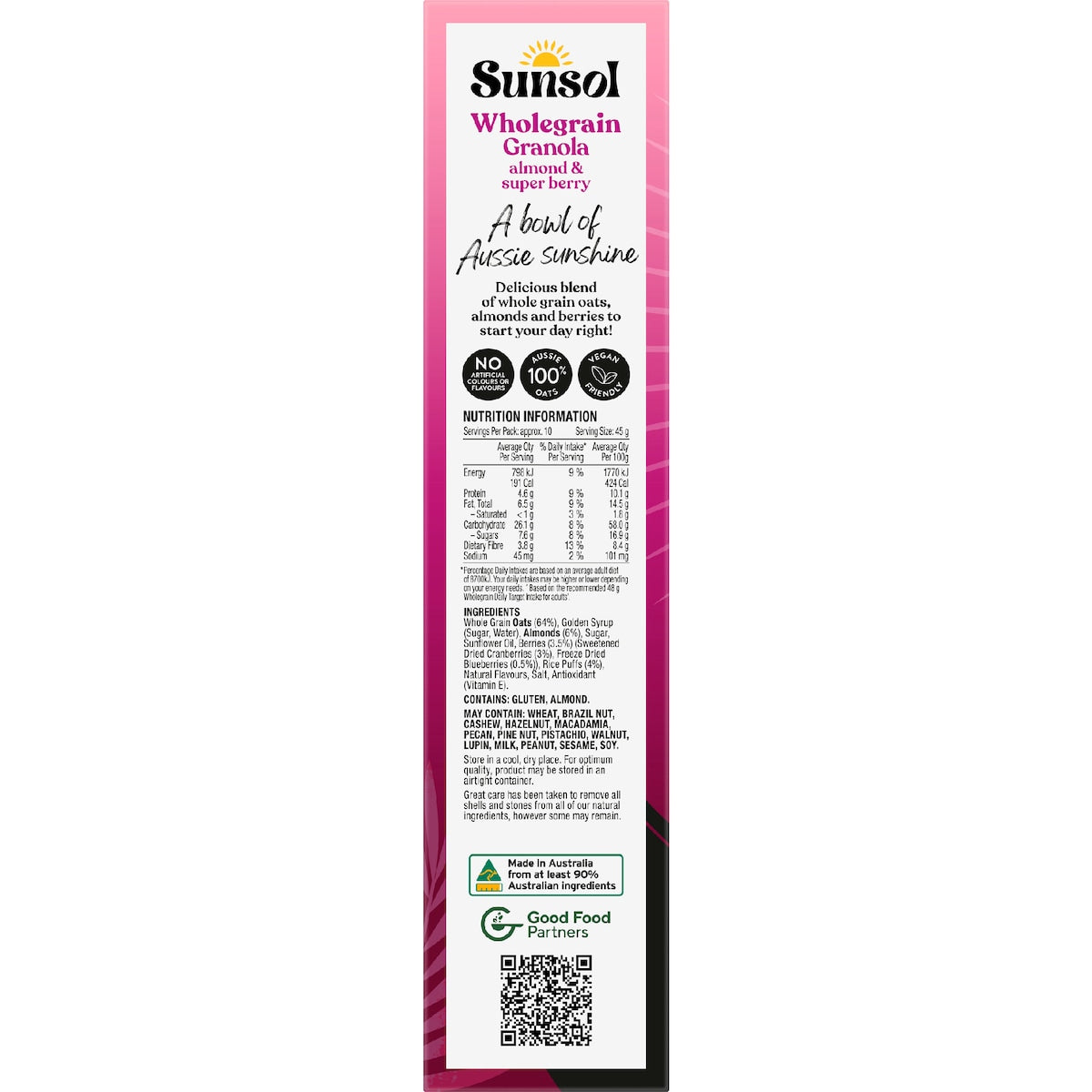 Sunsol Wholegrain Granola Almond & Super Berry 450g