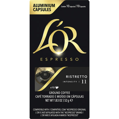Lor Espresso Ristretto Coffee Pods Nespresso Compatible 10 Pack