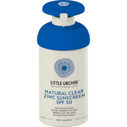 Little Urchin Spf50 Natural Clear Zinc Sunscreen Pump 300g