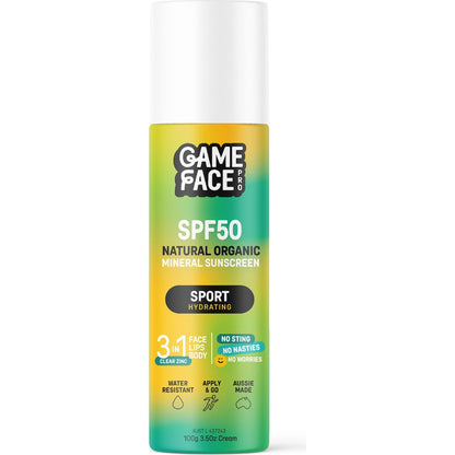 Game Face Pro Spf50 Organic Sunscreen Sport 100g
