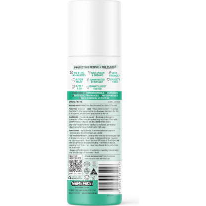 Game Face Pro Spf50 Organic Sunscreen Sport 100g
