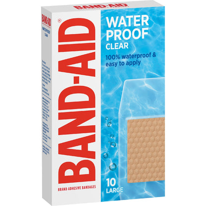 Band-aid Waterproof Clear Large Strips 10 Pack
