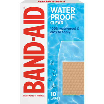 Band-aid Waterproof Clear Large Strips 10 Pack