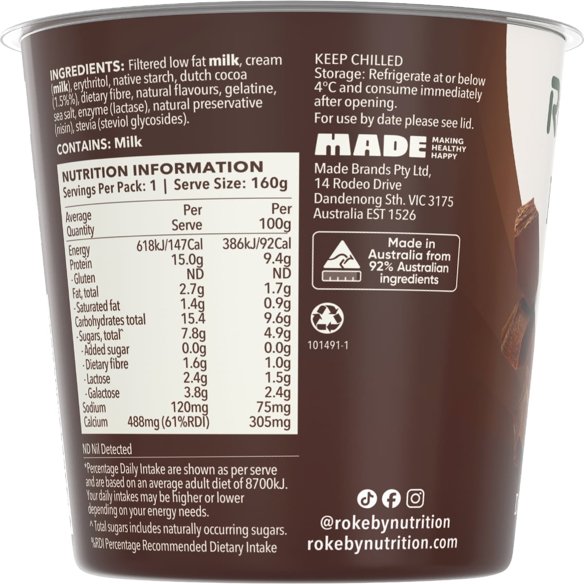 Rokeby Protein Snack Chocolate 160g