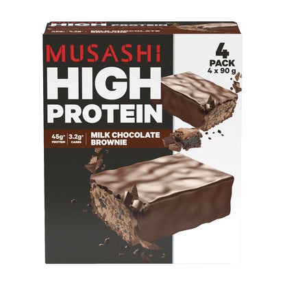 Musashi High Protein Bar Milk Chocolate Brownie 4x90g - 360g